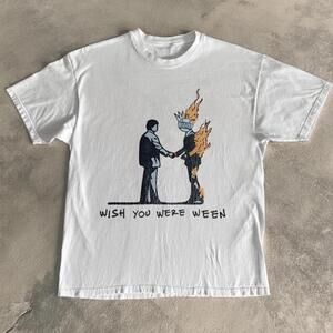 Gildan Men White T-Shirt, Wish You Were Ween White Tee